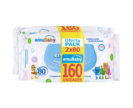 Imagen de Toalla Humeda Emu Baby Pack 2 x 80 unid.