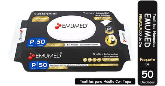 Imagen de Toalla Humeda Adulto Emumed 50 unid